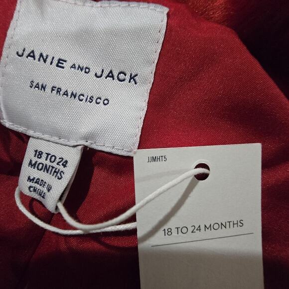 Janie and Jack San Francisco Faux Fur Coat Baby 18-24 Months Red Holiday New - Picture 10 of 12